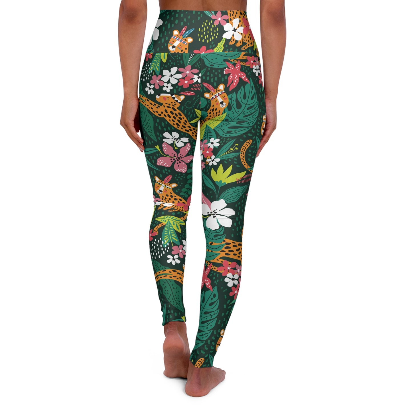 High waist leggings for gym-tropical print