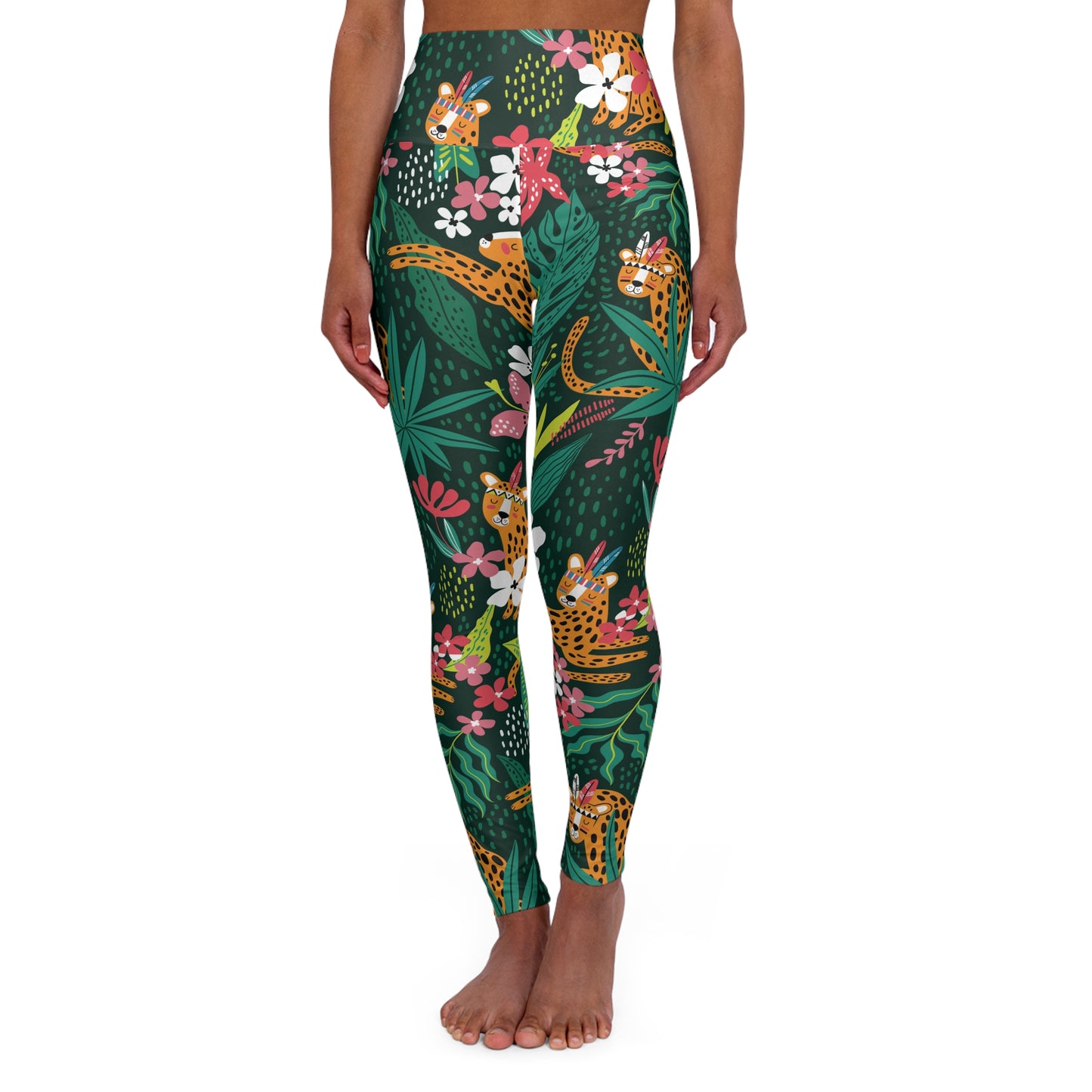 High waist leggings for gym-tropical print