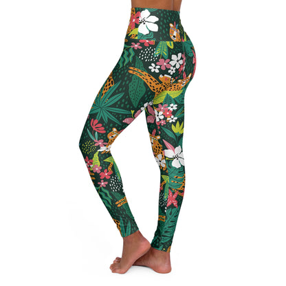 High waist leggings for gym-tropical print