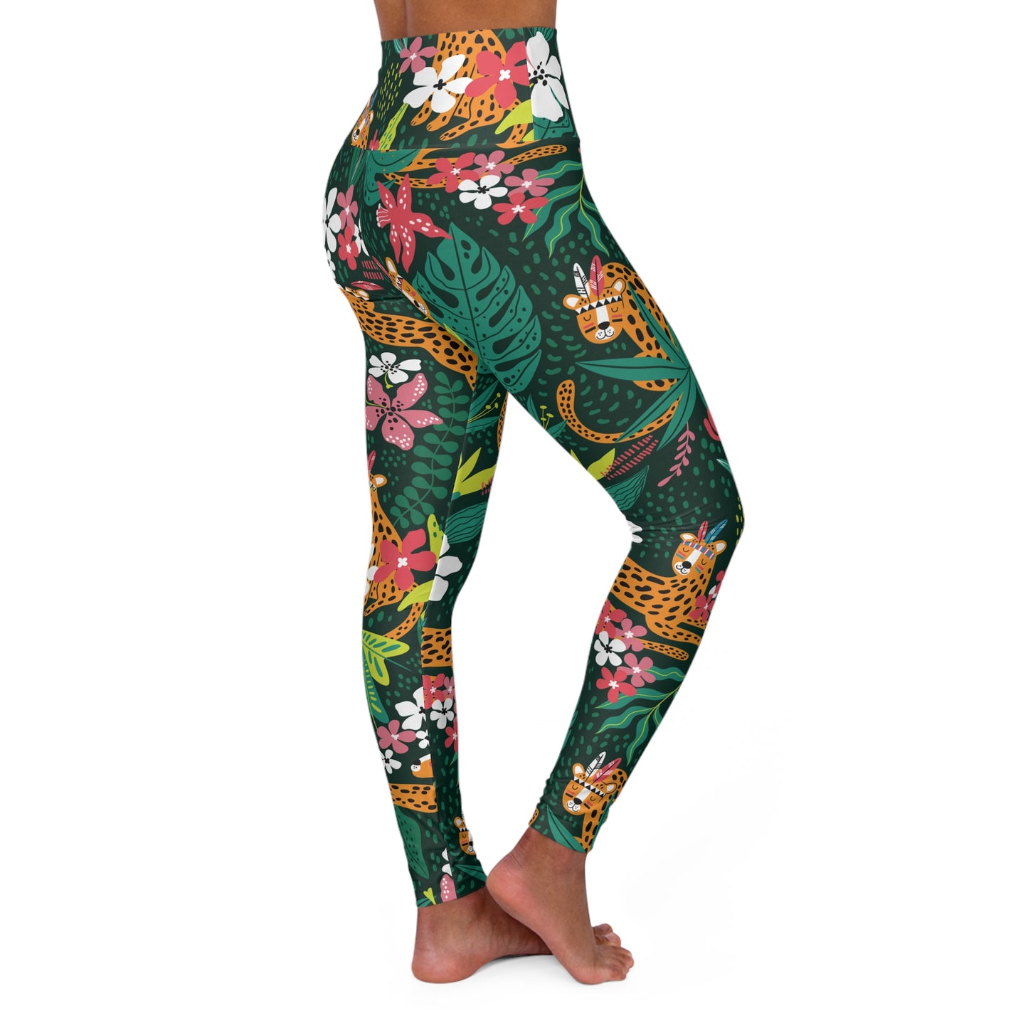 High waist leggings for gym-tropical print